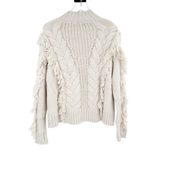 SANCTUARY Sweater Size XS NEW Crafted Fringe Sweater Chalk Cream - Picture 6 of 8